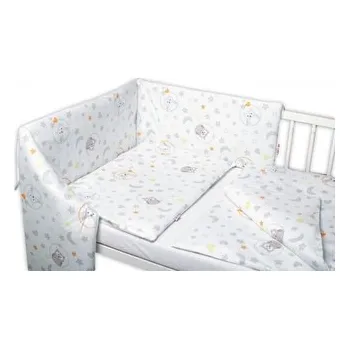 Dětsný nábytek 3-dílná sada, mantinel s povlečením Sovičky - bílá, 135x100 cm; 135x100