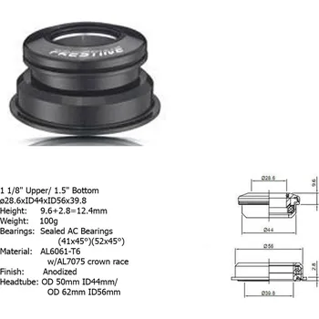 Hlavové složení hl.slož.ahi 28.6 ACO-F13H Internal (44/56mm) 1,1/8" / 1,1/2"