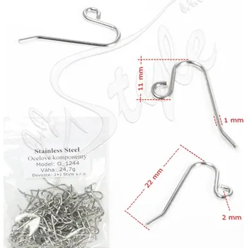 Materiál na výrobu šperku Háčky 22x11mm náušnicové 316L - 1Ks+B - Nerez SL / 1Ks