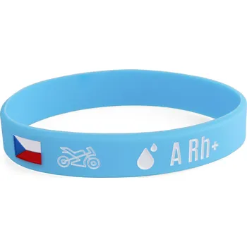 Náramek RSA Silikonový moto náramek s krevní skupinou A RH+