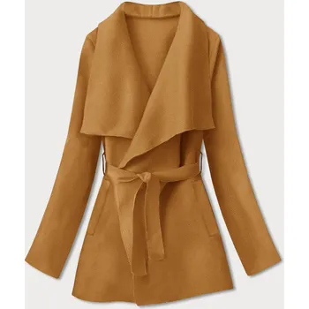 Dámský kabát Minimalistický krátký dámský kabát v hořčicové barvě (758ART) odstíny žluté uni velikost