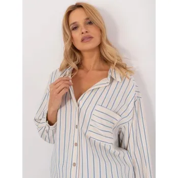 Dámská košile Dámské tričko oversize pruhované krémově modré