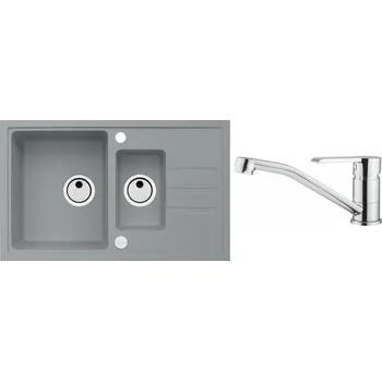 Granitový dřez Alveus Set intermezzo 70 Granitový dřez s vaničkou a odkapem 780x480 mm + baterie Ruta, beton, SETA385