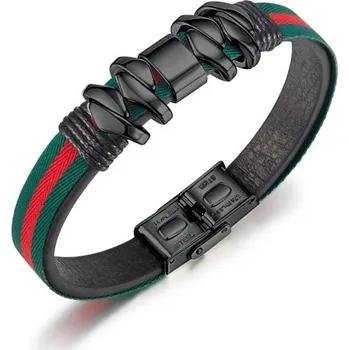 Náramek Pánský ocelový náramek Retro Double Černý 21 cm Titan Jewerly 97k-cube