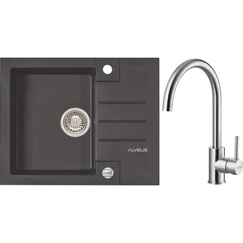 Granitový dřez Alveus Set Rock 30 Granitový dřez s odkapem 595x475 mm + baterie Elza BRS, twilight, SETA404