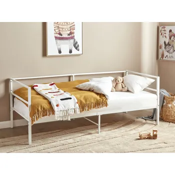 Postel Postel bílá kovová 90 x 200 cm postelový rám s roštem industriální moderní styl ložnice Beliani