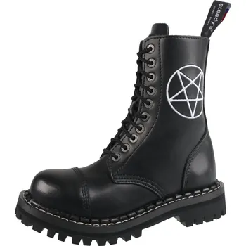 Pánská zimní obuv boty kožené unisex - 10 dírkové - STEADY´S - STE/10/H_pentagram white - 44