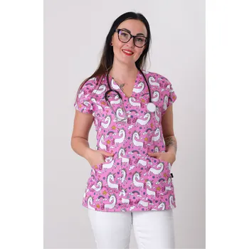 Halena LADY PREMIUM se vzorem Medical Vzorník Medical BS: MD 6 RŮŽOVÁ HOLČIČKA NA BÍLÉ, Tabulka velikostí HDM: S 36