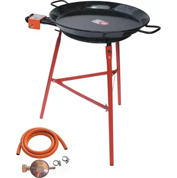 Pánev Set hořák L40 Paella 40 cm tři okruhy s připojením, stojan a pánev smalt 55 cm (ideální souprava pro grilování a vaření nejen pod širým nebem)