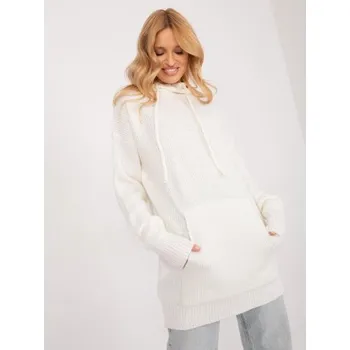 Dámský svetr Dámský svetr dlouhý oversize s kapucí ecru