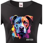 Dámské tričko Americký stafordšírsky teriér, Barva Černá, Velikost M, Canvas Dámské tričko s krátkým rukávem 2421
