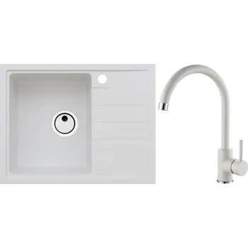 Alveus Set Intermezzo 30 Granitový dřez s odkapem 620x480 mm + baterie Roxa 11, bílá, SETA22244