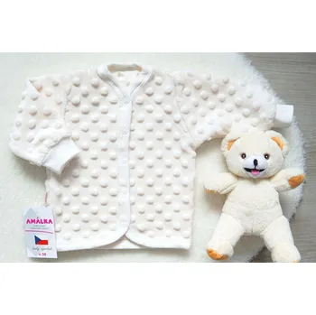 Kojenecká bunda AMÁLKA Propínací kabátek plyšový minky, smetanový Velikost: 56