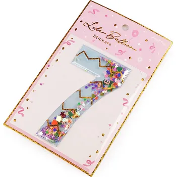 Party dekorace Narozeninové samolepicí číslice s pohyblivými flitry, barva 7 modrá světlá