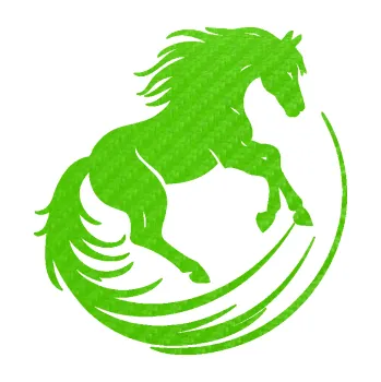 Samolepící dekorace Kůň 107 pravá v kruhu (58 - 3D karbon zelený kawasaki) SAMOLEPKA NA AUTO, NÁLEPKA, FÓLIE, POLEP, TUNING, VLASTNÍ TEXT, TISK, AUTOSAMOLEPKY.cz, POLEPY, OBRÁZEK, LOGO, 3D STICKERS