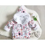 AMÁLKA Zateplený kabátek, bunda, ptáčci květy Velikost: 92-98