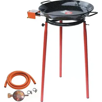 Pánev Set hořák M30 Paella 30 cm jeden okruh s připojením, a pánev smalt 40 cm (ideální souprava pro grilování a vaření nejen pod širým nebem)