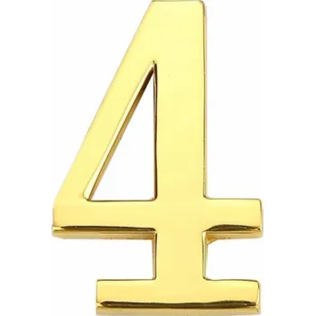 Nábytkové kování Číslo dveří "4", zlatá barva, 45 mm