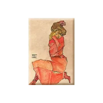 Dekorativní magnet Plumeria Plu - Magnetka Egon Schiele Kneeling Female - 8 x 5,5 cm