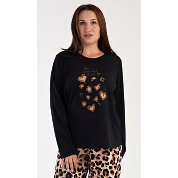 Dámské pyžamo Leopardí pohodlné pyžamo Anna Vienetta, černá 5XL i232_9402_55455957:černá 5XL
