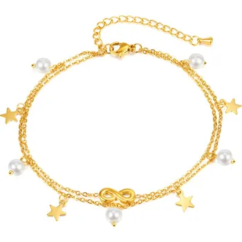 Řetízek Steel Edge Řetízek na kotník s přívěsky JCFGZ160 Délka řetízku: 21+6cm