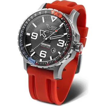 Hodinky Vostok Europe Expedition North Pole Pulsometer Automatic Line YN55-597A729S - Červený silikonový řemínek + 5 let záruka a dárek ZDARMA