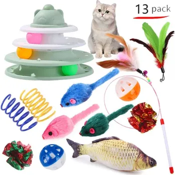 Hračka pro kočku Velká sada hraček pro kočičky Varianta: T - 13 ks (zelenobílá koulodráha)