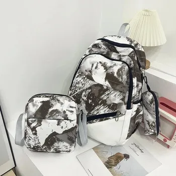 Dívčí školní batoh s pouzdrem a krabičkou na svačinu - Hnědá