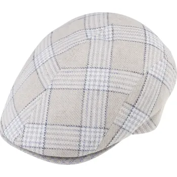 Čepice Fiebig - Headwear since 1903 Pánská letní bekovka od Fiebig - len - modrá kostka Velikost: 57 cm (M)