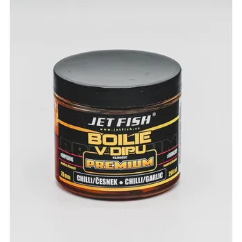 Boilies JetFish JET FISH Premium clasicc boilie v dipu 200ml - 20 mm : CHILLI / ČESNEK