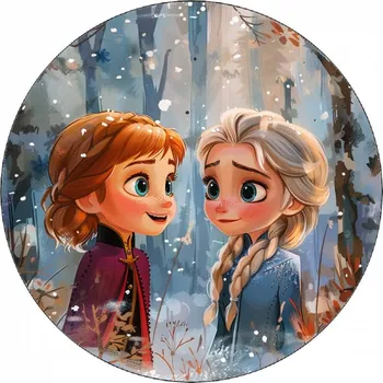 Jedlá dekorace na dort Jedlý papír Anna a Elsa-03 19,5 cm
