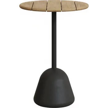 Zahradní stůl Dřevěný zahradní barový stůl Kave Home Saura 70 cm s černou podnoží