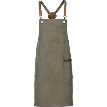 Kuchyňská zástěra Exner Laclová zástěra se třemi kapsami, v sepraném vzhledu Barva: zelená olivová, Velikost: 80 x 70 cm EX286