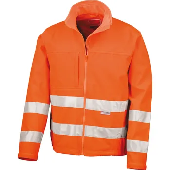 Pánská softshellová bunda Result High Vis Unisex softshellová reflexní bunda R117X Fluorescent Orange L