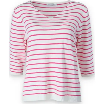 Dámský svetr Svetřík proužek s 3/4 rukávem 23083 Damod barva: fuchsie, velikost: L