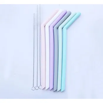 Silikonová brčka | rovná eko brčka s kartáčkem, 2 - 6 ks - 12