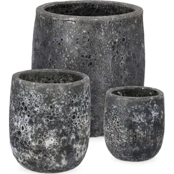 Květináč BIZZOTTO Set 3 květináčů DUYEN antracitový