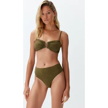 Zahradní dekorace Trendyol Khaki Bezramínkový Třpytivý Prémiový Brazilský Bikiny Set Trendyol hnědá 2678262