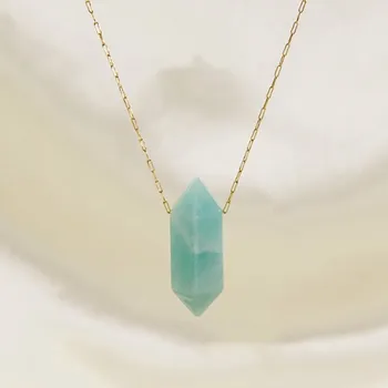 Řetízek Náhrdelník hexagonek s minerálem - Amazonit