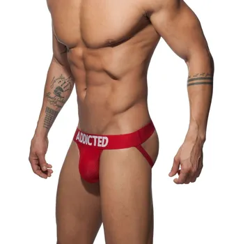 Pánské erotické prádlo Jocksy Addicted AD773 Push Up Mesh Jock červené M, pánské síťované jocksy s push-up efektem