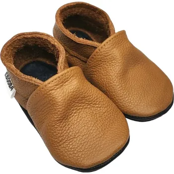 Capáčky EBOOBA Kožené capáčky s koženou podrážkou hnědé 18-24 měsíců Hnědá 24