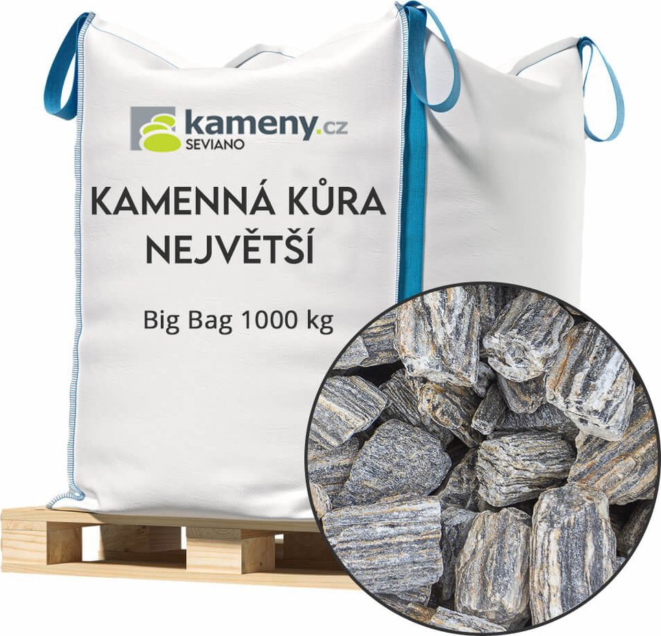 Kameny.cz Kamenná kůra (gneis/rula) – náhrada mulčovací kůry Vybere si velikost: Největší, Vyberte balení: Big Bag 1000 kg