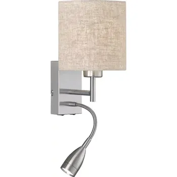 Nástěnné svítidlo Fischer Honsel 30314 DREAMER - Nástěnná lampička s textilním stínidlem a čtecí bodovkou, 1 x E27 + LED 4W, 2700K, 2x vypínač (Čtecí nástěnná lampa nejen do ložnice nad postel)