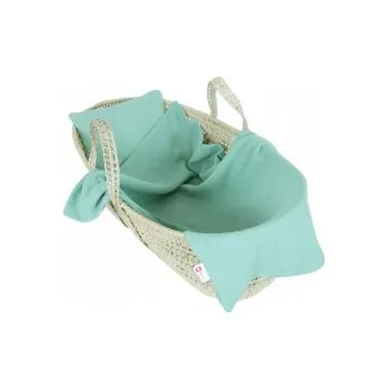 Kočárek Polštářek + deka do kočárku mušelín - zelená