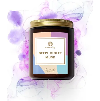 Svíčka Renovality Deep Violet Musk – sójová svíčka 250 ml