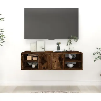 police Petrashop Nástěnná police kouřový dub 102 x 30 x 29 cm kompozitní dřevo Hnědá826363