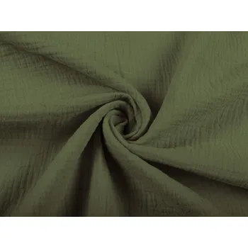 Mušelín dvojitá gázovina MSN-022 Tmavá olivově zelená - metráž šířka 140 cm