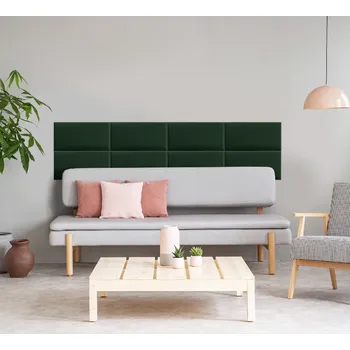 Obklad Čalouněný panel - Obdélník - 80x20cm Lahvově zelená