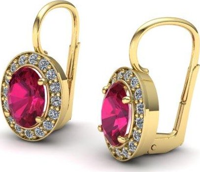 Rubínové náušnice s brilianty NA18002 Materiál: Žluté zlato 14kt