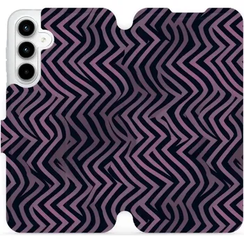 Pouzdro na mobilní telefon Flipové pouzdro Mobiwear - Samsung Galaxy A35 5G - VA55S Fialové klikyháky (Knížkové flip pouzdro, obal, kryt na mobil Samsung Galaxy A35 5G - VA55S Fialové klikyháky, materiál Umělá kůže + TPU - ochrana 360°, stojánek, silikonová vanička, magnetické)